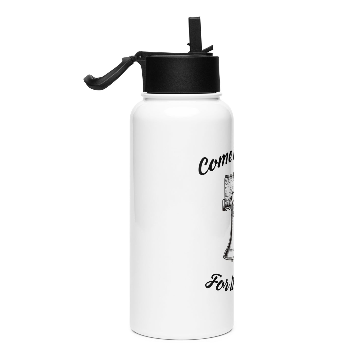 Stainless steel water bottle with a straw lid